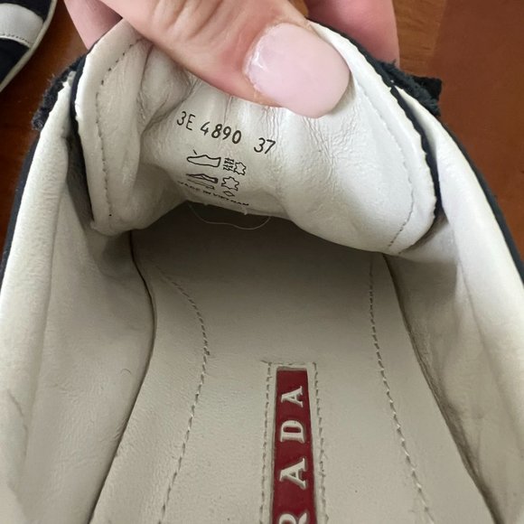 Navy Blue Nylon and Suede Prada Sneakers with Navy Laces Size EU 37 - Picture 3 of 7